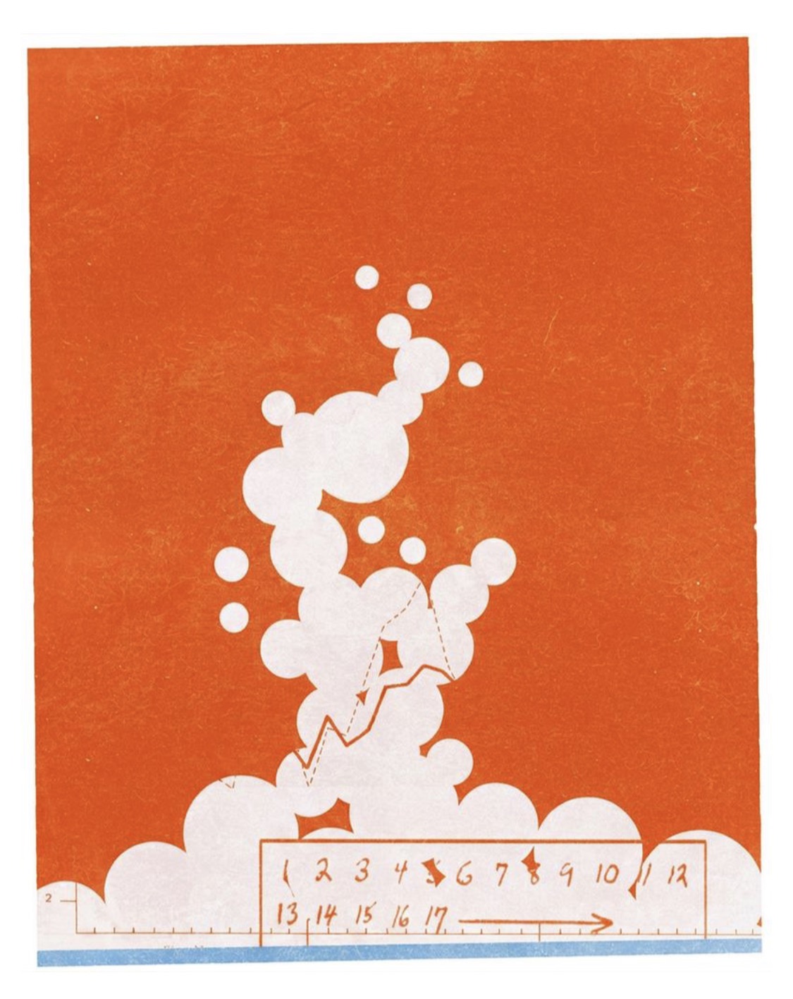 Orange bubbles with hand-drawn ruler